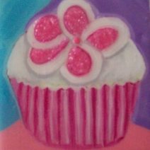 Series of Cupcakes, acrylic on wood and candies
